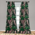 thumbnail image 4 of Ambesonne Tropical Curtains, Palm Leaves Exotic Garden, Pair of 28"x63", Emerald Pink and Green, 4 of 5
