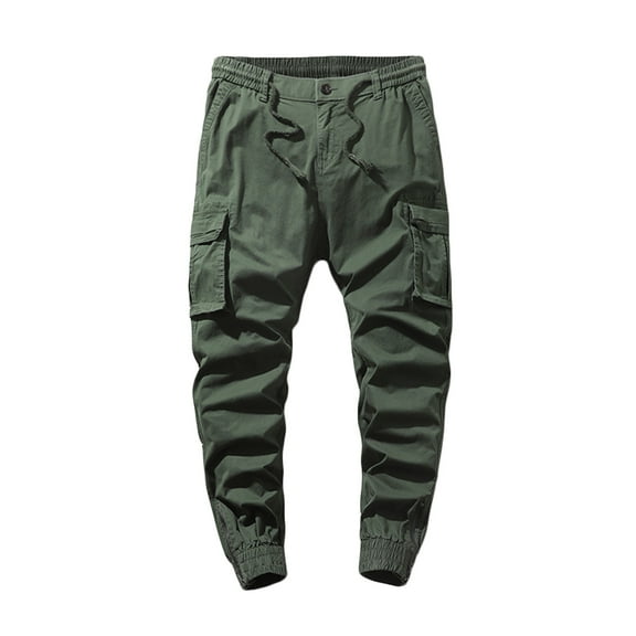 Honeeladyy Mens Cargo Jogger Pants Stretch Sweatpants Slim Fit Track Pants with Zipper Pockets Casual Pants Christmas Gifts Army Green XXXL