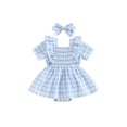 thumbnail image 1 of Gupgi Robe à Carreaux pour Bébé Fille 3M 6M 12M 18M 24M Combinaison à Manches Courtes à Volants Été une Pièce, 1 of 9