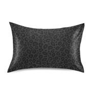 xigua Black Leopard Satin YPF5Pillowcases, Soft Breathable Silk Pillow Case with Envelope Closure for Sofa Bed Couch, Queen Size 30 x 20 Inch