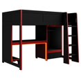thumbnail image 4 of MIDOQIN Gaming Loft Bed Twin Size, Wooden Twin Gaming Bed Frame with LED Lights, Desk, Wardrobe and Drawer, No Box Spring Needed, Black, 4 of 10