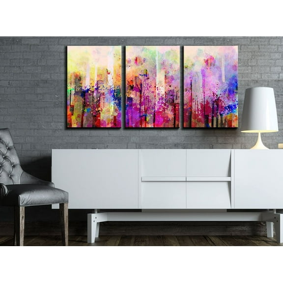 wall26 Canvas Print Wall Art Set Rainbow Splash Watercolor Explosion Abstract Shapes Illustrations Modern Art Minimalist Colorful Multicolor Ultra for Living Room, Bedroom, Office - 16"x24"