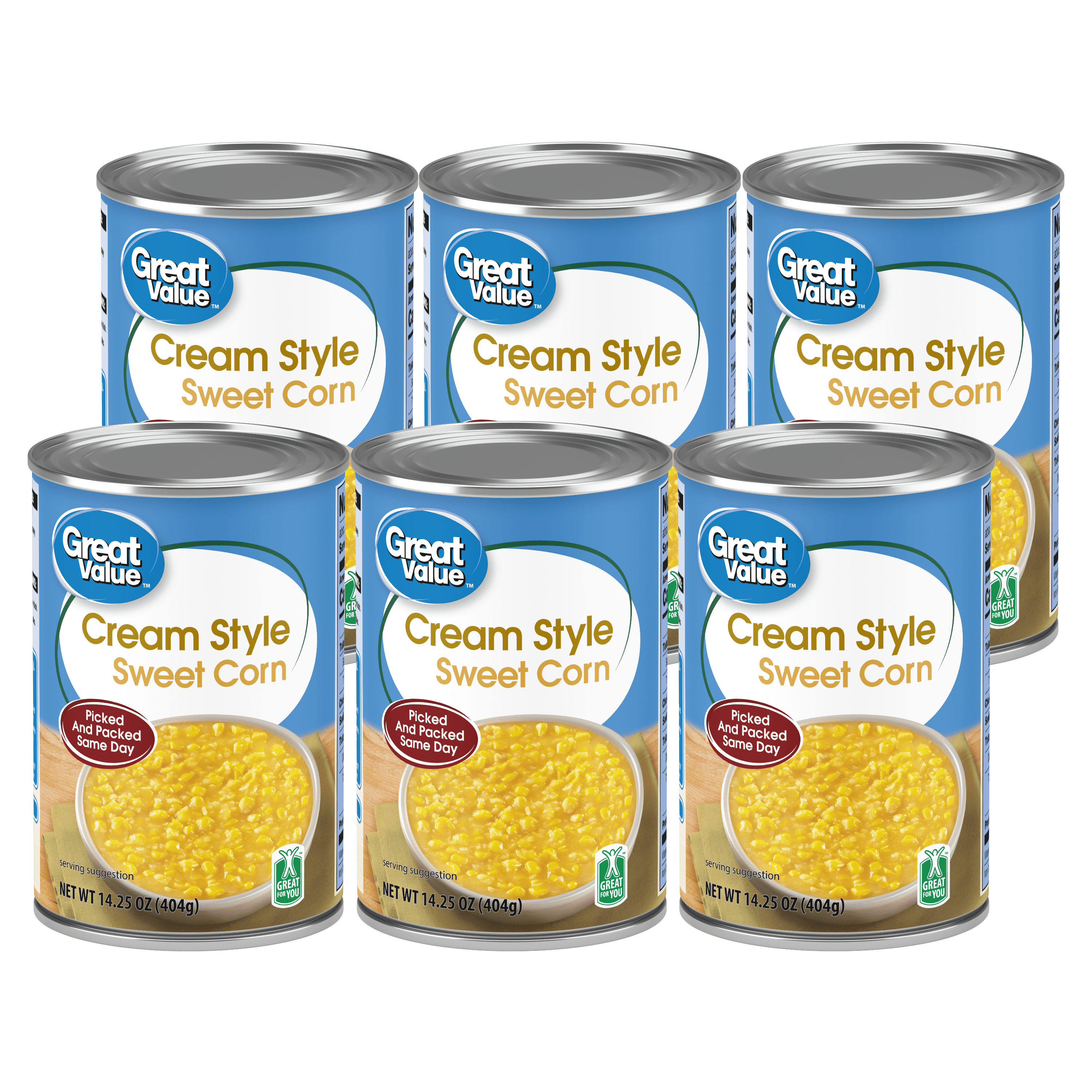 (6 Cans) Great Value Golden Cream Style Corn, 14.25 oz