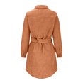 thumbnail image 6 of qolati Women's Long Sleeve Dresses 2023 Fall Corduroy Collar V Neck Button Down Mini Dress with Belted Casual Loose Business Work Shirts Dress, 6 of 6