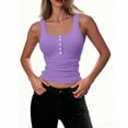 thumbnail image 5 of Pounoo Womens Summer Tank Tops Scoop Neck Henley Button Ribbed Knit Vests Slim Fit Sleeveless Shirts Casual Basic Solid Color Blouse Gift, 5 of 6