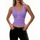 thumbnail image 5 of TaTaai Women's Buttoned Ribbed Tank - Solid Color, Crew Neck, Essential for Casual Wardrobe Gift, 5 of 6