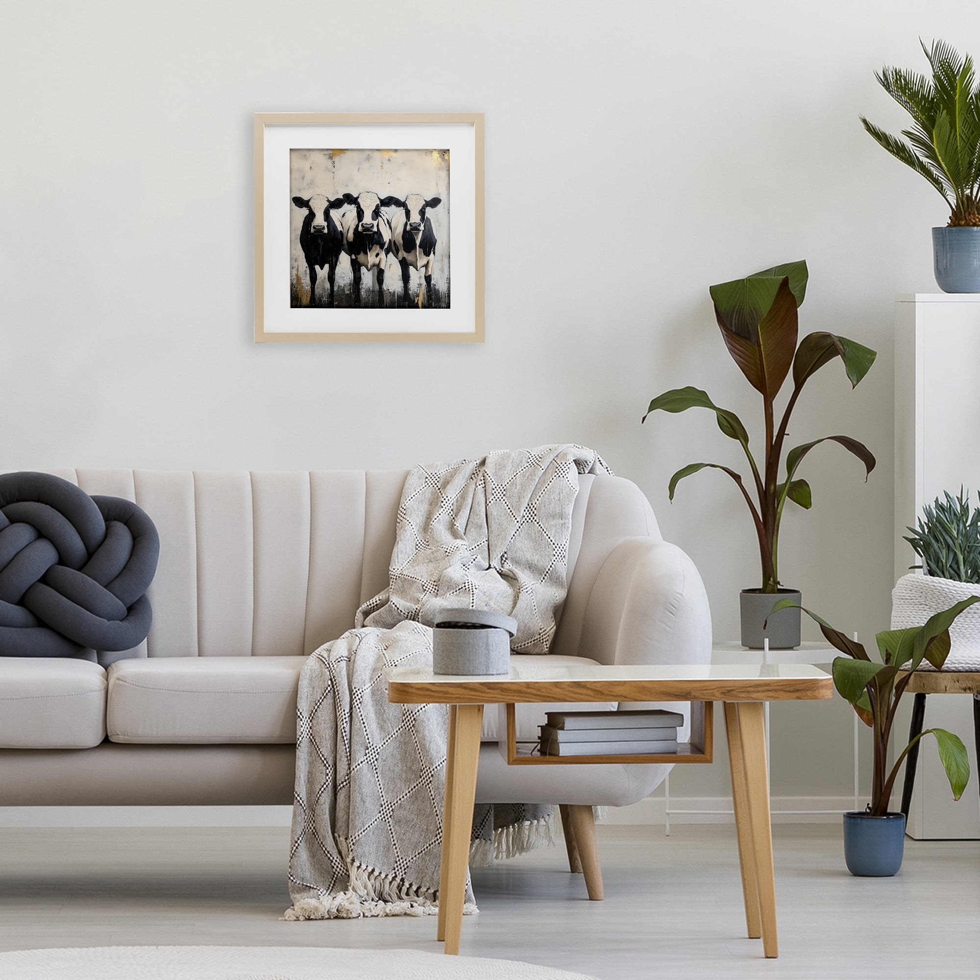 Stupell Industries Three Spotted Cows Birch Framed Print Under Glass, design by Creative Studio