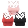 thumbnail image 1 of 3 Pack Women Cross Back Sport Bras Padded Strappy Criss Cross Cropped Bras for Yoga Workout Fitness, 1 of 4