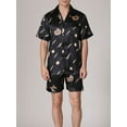 thumbnail image 2 of Biezeib Men Silk Satin Pajamas Sets Short Sleeve Sleepwear Button-Down PJs Sets Two-Pieces Loungewear, 2 of 6