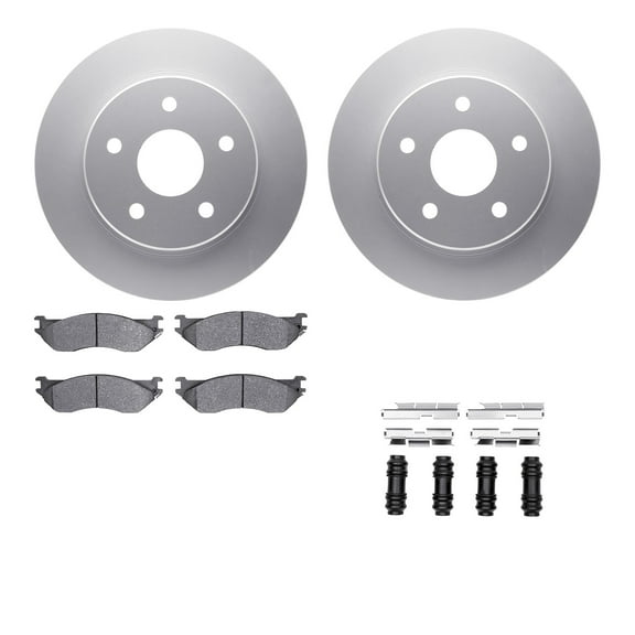 Dynamic Friction Company Front Geospec Brake Rotors with Heavy Duty Brake Pads includes Hardware 4212-40130
