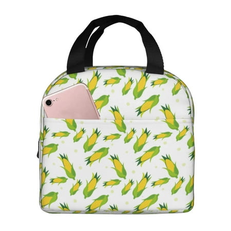 Insulated Lunch Bag for Women Men - Cute Green Leaves Corn Leakproof Cooler Lunch Box for Women Men  Lunch Tote Bags for Work School Picnic Travel