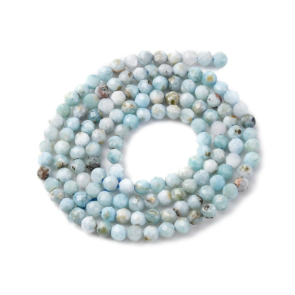 Natural Larimar Beads Strands Faceted Round 3mm Hole: 0.6mm 120~135pcs/strand 14.96''~15.5''(38~39cm)