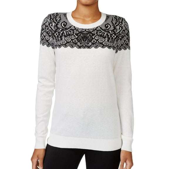 Maison Jules Womens Intarsia Knit Sweater