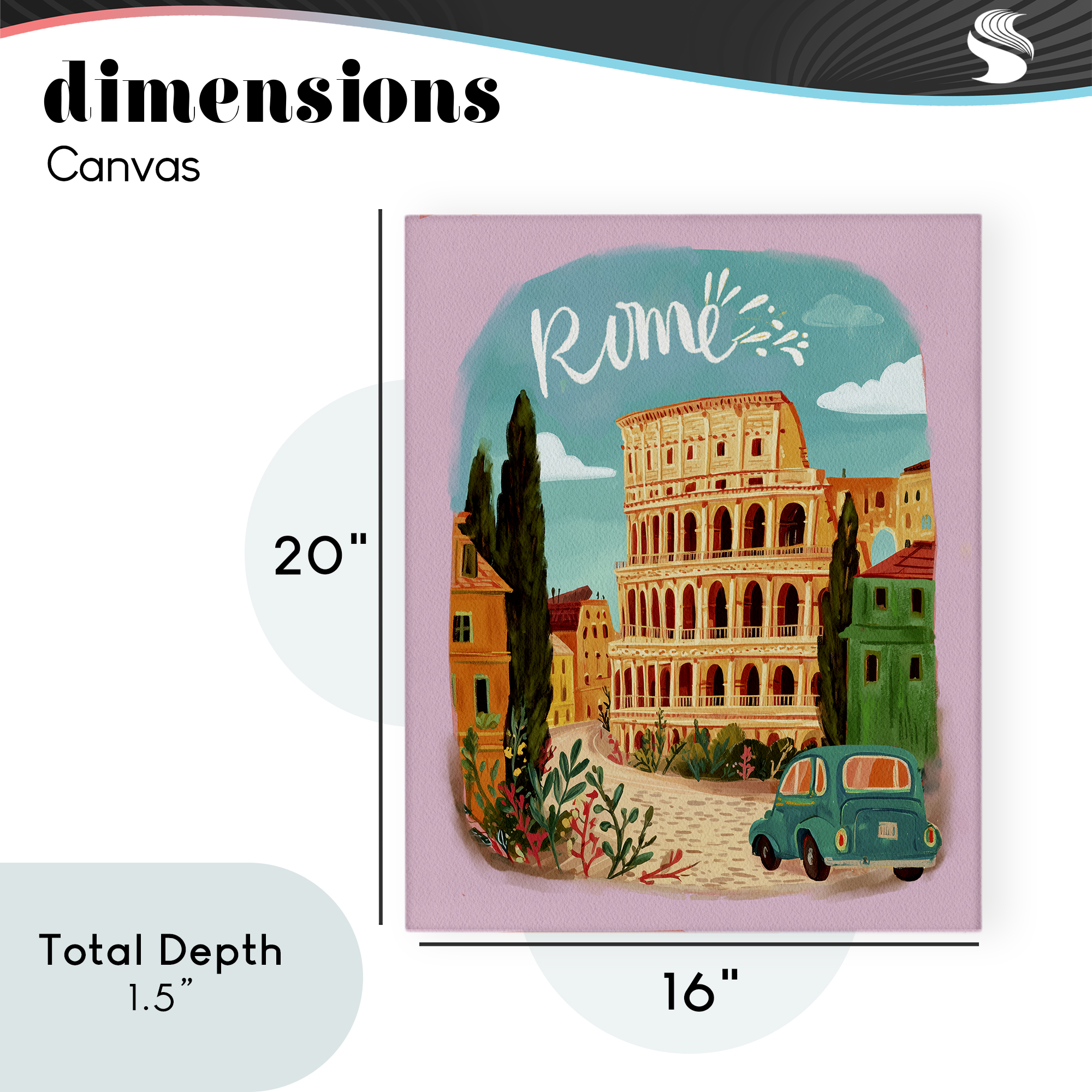 Rome Travel Spot Architecture Canvas Wall Art, design by Yen