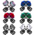 thumbnail image 2 of Homemaxs 6 Pairs of Titanium Stainless Steel Earrings Cubic Zirconia Fashion Earrings Studs Screw Stopper Earrings Jewelry Presents, 2 of 6