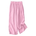thumbnail image 7 of UACY Girls Cotton Linen Shorts Set Kids Two Piece Outfits Cute Sleeveless Sweatsuit Summer Tank Tops Wide Leg Pants Set, 7 of 7