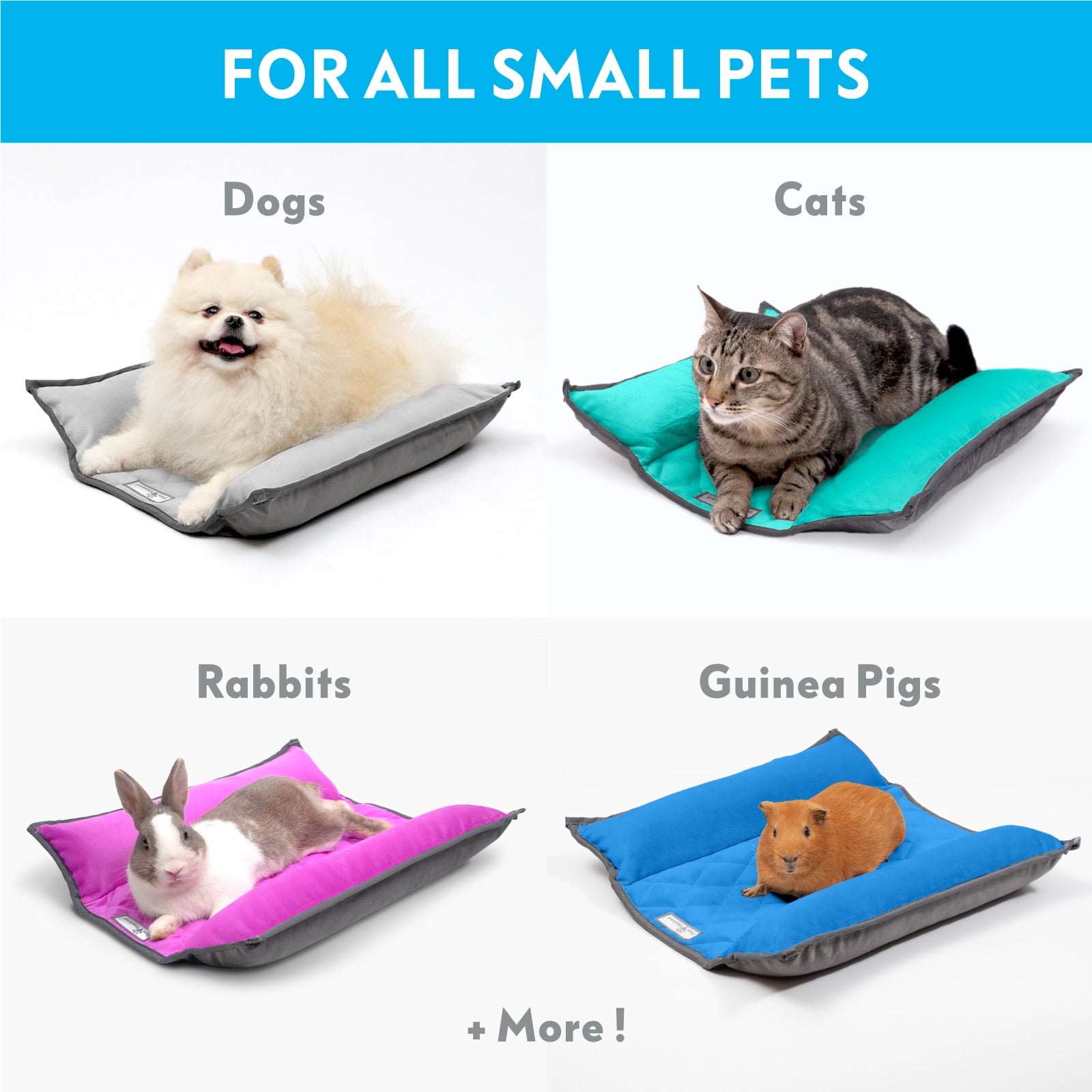 Paw Inspired 17x17" Snuggle Bunny Bed for Rabbits, Cat and Other Small Pets and Animals | Reversible Fleece Bedding with Padded Sides (Gray/Green)