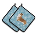 thumbnail image 1 of Paire de Porte-Pots en Flocon de Neige Hivernal Corgi, 1 of 1