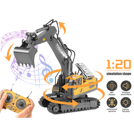 Excavator Toys for Boys,DFITO Remote Control Excavator Construction Toys Tractor, ,1:22 Scale Model,Digger Toys Gifts for Boys 4 5 6 7 8 9 10 (Excavator)