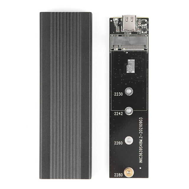 Dioche SSD Enclosure, Two Protocol Mobile Hard Disk Case USB3.1 Type C External SSD Enclosure Shell Black Not Inclube Hard Disk