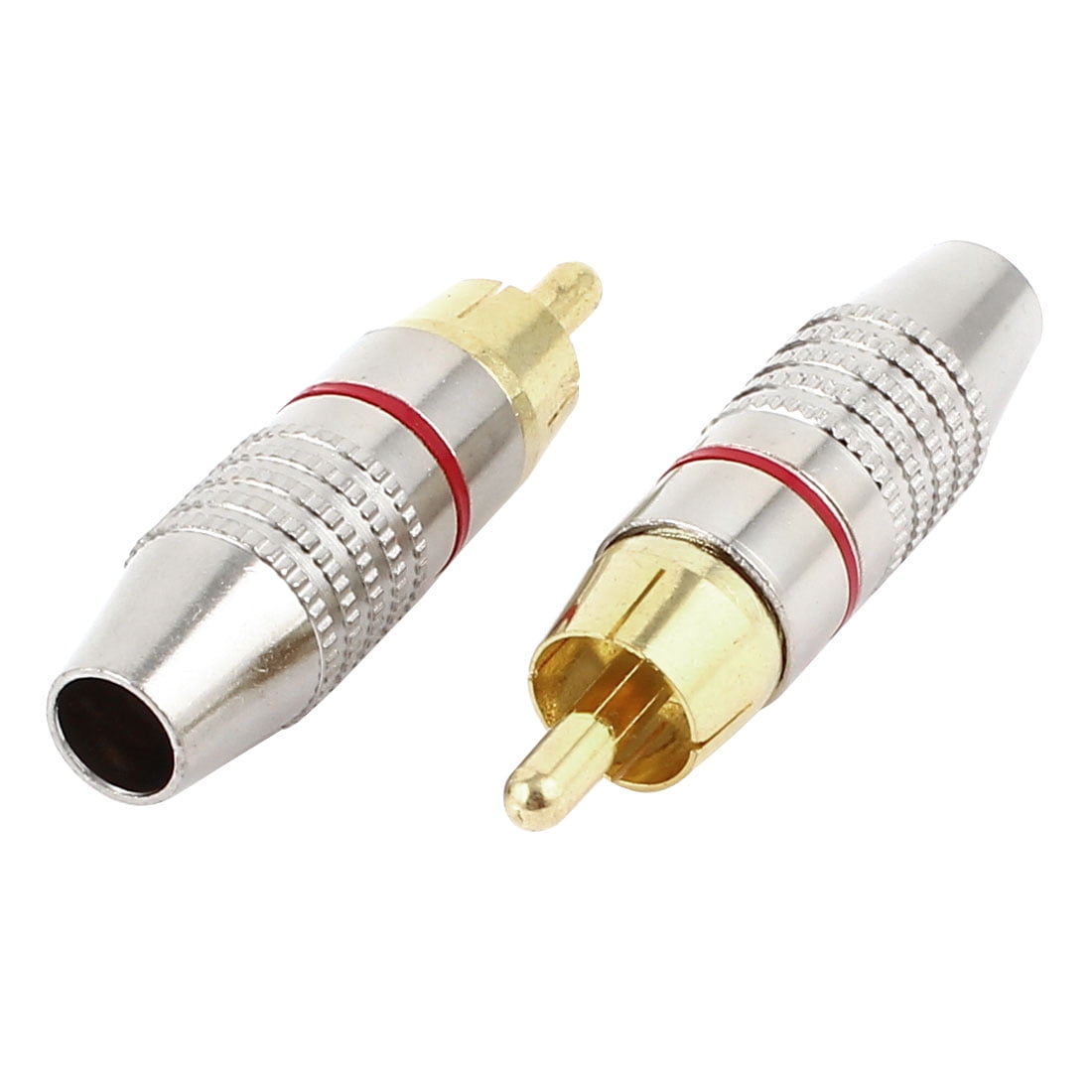 2 Pcs Metal RCA Male Audio Coaxial Cable Solderless Connector Adapter