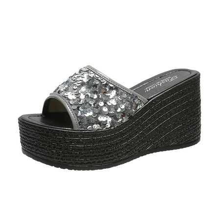 

YanHoo Platform Sandals for Women - Platform Wedges Sandals - Womens Slip On Platform Slides - Comfy Open Toe Platform Sandals Summer Casual Flatform Platform Wedge Slides for Women