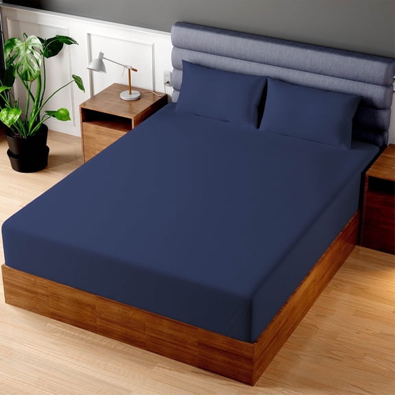 Mastertex Superity Linen Cotton Fitted Bed Sheet Beige Full XL