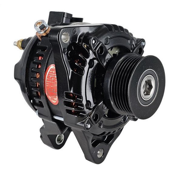 Powermaster Alternator/Generator 851625-R-1 Alternator/Generator; Denso Style; 6 Groove; 175 Amp; One Wire; Clutch Side Battery Post; Black
