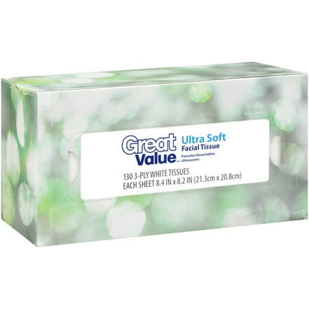 Great Value: Ultra Soft Facial White Tissues, 130 Ct