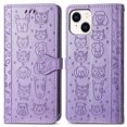 thumbnail image 2 of Wallet Case for iPhone 15 Plus, Lovely Cute Animal Embossed Pattern Cartoon PU Leather Flip Cover with Card Slots Cash Holder Kickstand Magnetic Clasp Shockproof Case, Purple, 2 of 6