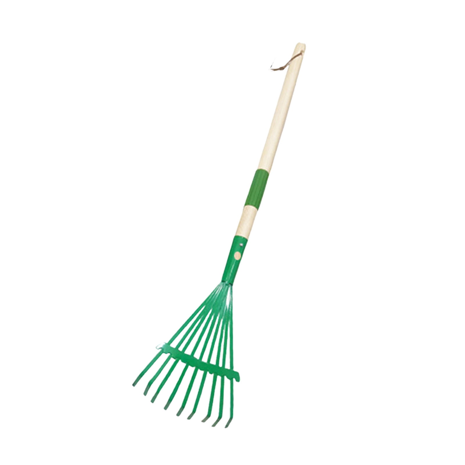 1Pcs Leaf Rake 3 Section Adjustable Handle Lightweight Wooden Handle Leaf Rake with Metal Tines for Boys & Girls Kids Garden Rake for Yard Cleaning Activities Use 27.5x5.9 Inch Green