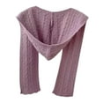 thumbnail image 3 of Bufanda con capucha, suave capa de punto, para esquiar y citas en invierno. violeta, 3 of 8