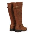 thumbnail image 4 of Women's Leatherette Buckled Round Toe Knee High Low Stacked Heel Boot 19837, 4 of 6