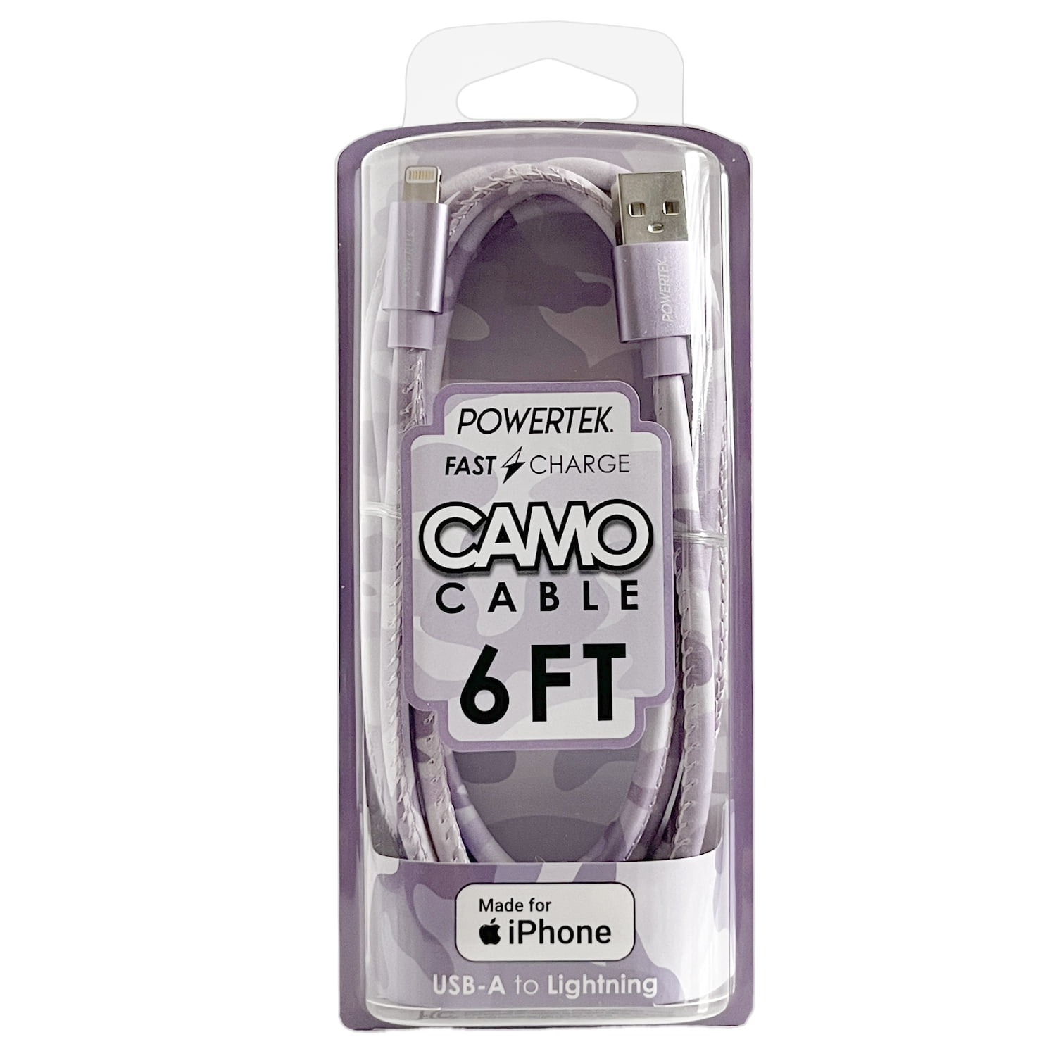 Liquipel Powertek Pastel Camo USB-A to Lightning - Purple