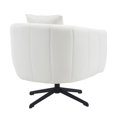 thumbnail image 5 of Ktaxon 360° Swivel Accent Armchair Velvet Upholstered Club Chair, Pumpkin Shape Sofa Corner Barrel Chair Off White (Metal Feet), 5 of 7