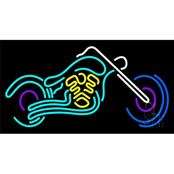 Bike Logo 1 LED Neon Sign 13 x 24 - inches, Clear Edge Cut Acrylic Backing, with Dimmer - Bright and Premium built indoor LED Neon Sign for automotive store, and mall.