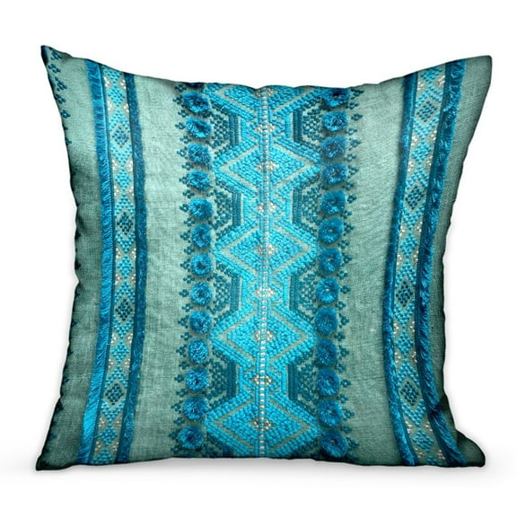 Plutus 16" x 16" Alexandrite Stripe Geometric Luxury Throw Pillow in Green