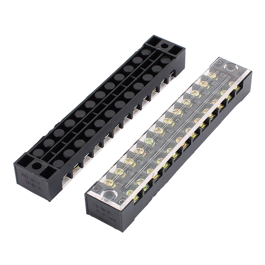 10 Pcs 600V 15A 12P Screw Electrical Barrier Terminal Block Cable Connector Bar - image 2 of 5