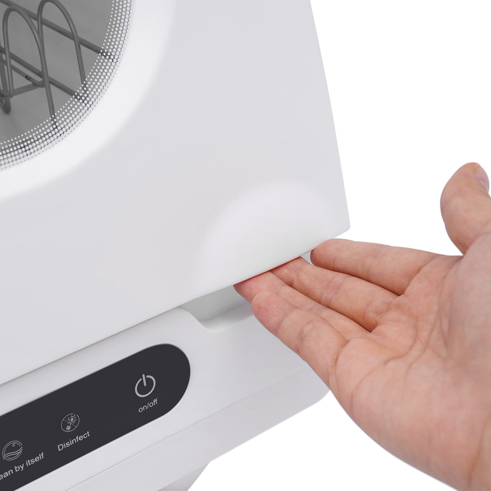 1200W Portable White Countertop Dishwasher Compact Dishwasher 5 Washing Programs Mini Dishwasher with 5L Water Tank 360° Rotation Flushing & Hose Connection 3-in-1 for Apartments,Dorms