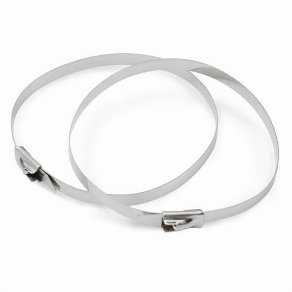 Design Engineering Exhaust System Wrap Clamp 10201 Locking Ties; 8 Inch Length; 100 Pound Tensile Strength; Withstands Up To 2500 Degree Fahrenheit; Stainless Steel; Buckle Locking End; Set Of 8