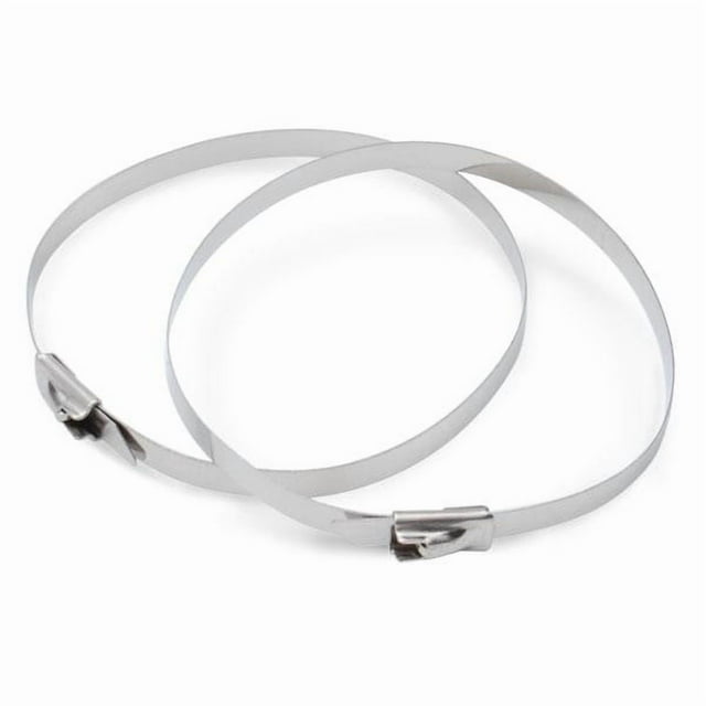 Design Engineering Exhaust System Wrap Clamp 10201 Locking Ties; 8 Inch Length; 100 Pound Tensile Strength; Withstands Up To 2500 Degree Fahrenheit; Stainless Steel; Buckle Locking End; Set Of 8