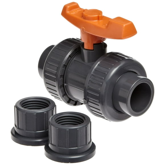 GF Piping Systems-161375002 PVC True Union Ball Valve with Full Port, Two Piece, PTFE Seat, EPDM Seal, 1/2" Socket/NPT Threaded