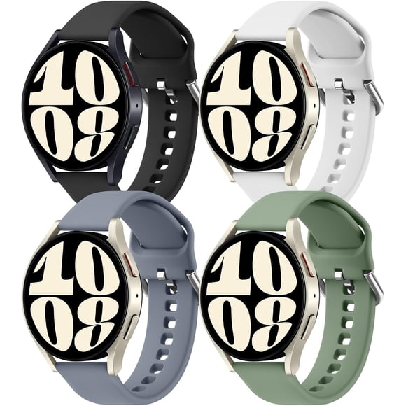 Yanonmyfd 4 PACK Correas de silicona suave 20mm para Galaxy Watch 6 (40/44mm) & Watch 6 Classic (43/47mm) - Deportivas para Hombres y Mujeres