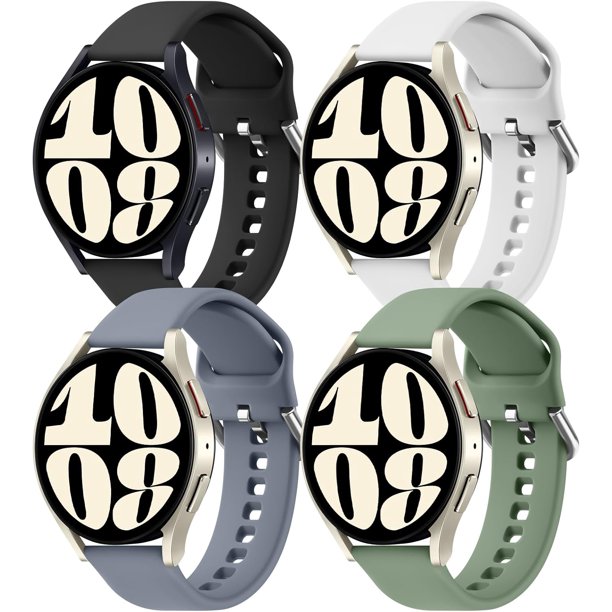 Yanonmyfd 4 PACK Correas de silicona suave 20mm para Galaxy Watch 6 (40/44mm) & Watch 6 Classic (43/47mm) - Deportivas para Hombres y Mujeres