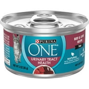 Angle View: (12 Pack) Purina ONE Urinary Tract Health, Natural Pate Wet Cat Food, Urinary Tract Health Beef & Liver Recipe, 3 oz. Pull-Top Cans