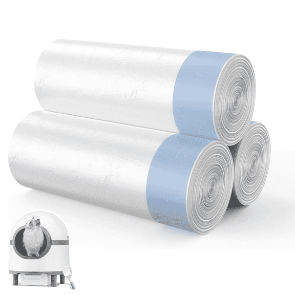 60 Count Self Cleaning Cat Litter Box Waste Bags, Cat Litter bags for All Automatic Cat Litter Box, 24.6 x 15.7"