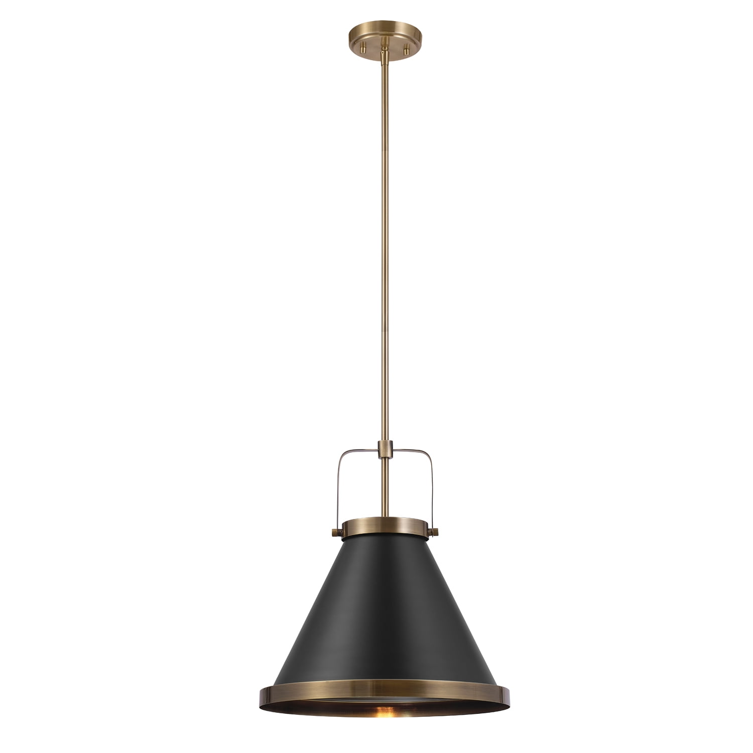 Luminaire suspendu à 1 ampoule Sophia de Novogratz x Globe laiton mat avec abat-jour noir mat