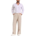 thumbnail image 2 of INSPIRE CHIC Men's Pleated Side Pockets Breathable Lightweight Linen Dress Pants 28 Khaki, 2 of 4