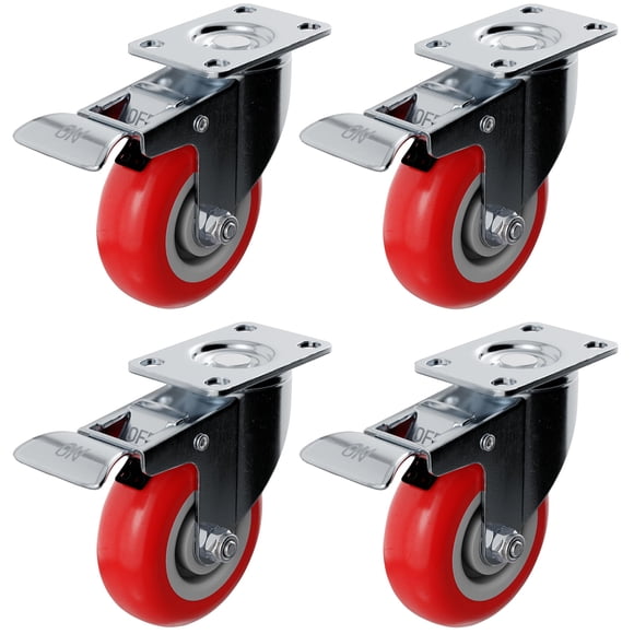 Caster Wheels Online Best Service, poliuretano rojo de 4 pulgadas