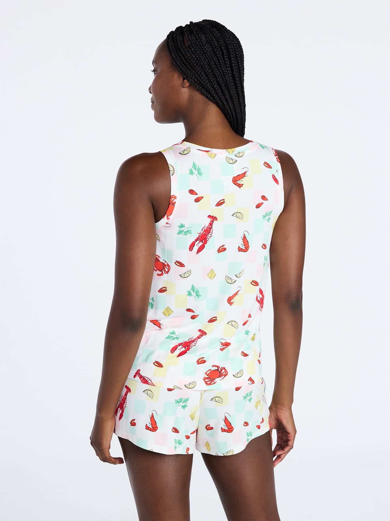 Joyspun Women's Tank Top and Shorts Pajama Set, 2-Piece, Sizes XS-3X